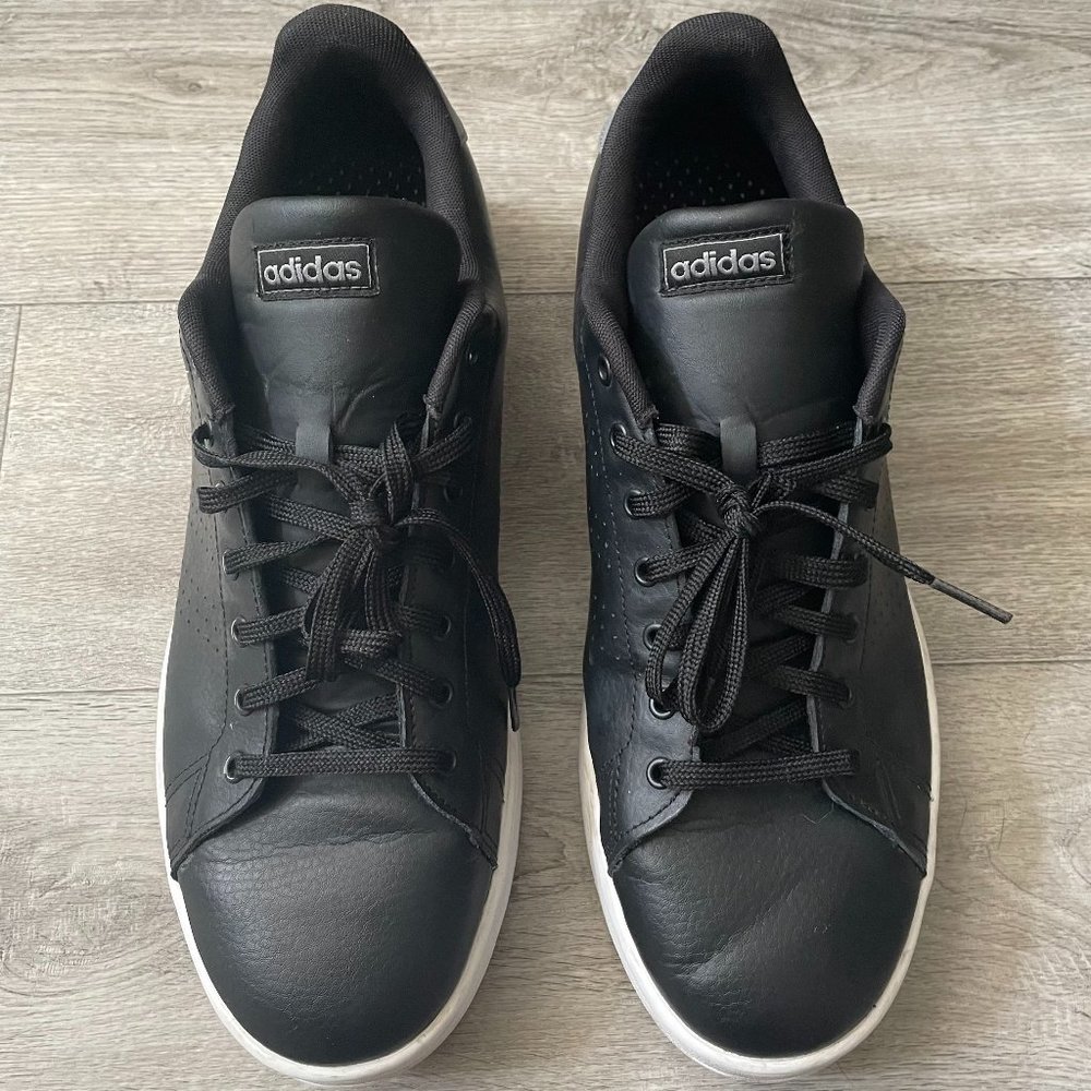 Adidas Advantage Cloudfoam Black Leather Sneakers Size 14